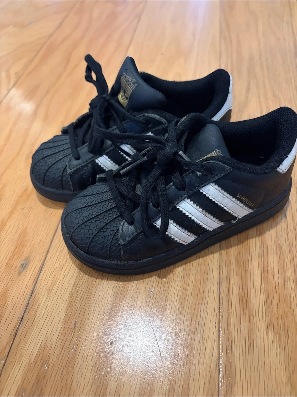 adidas Kids Black Sneakers with White Stripes